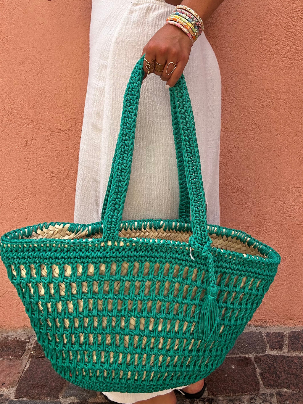 Panier crochet vert